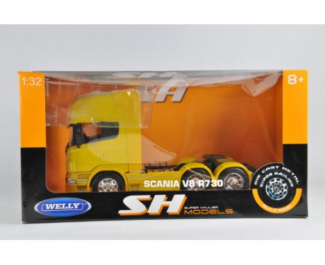 Welly 1/32 Scania V8 R730 Truck Tractor Unit. Yellow. M in Box.
