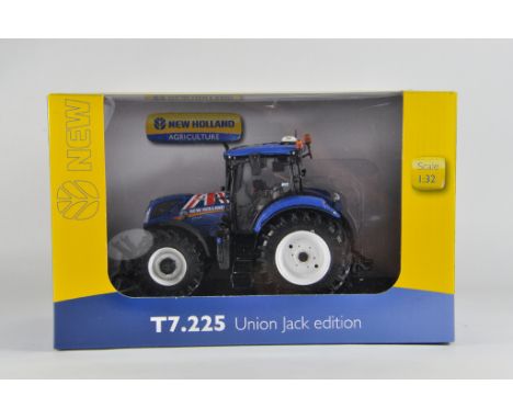 Universal Hobbies 1/32 New Holland T7.225 Union Jack Edition Tractor. Ex Display. VG to E in Opened box.