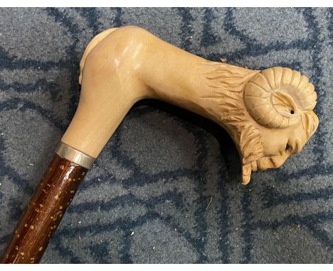 HAND CARVED GOAT WALKING STICK