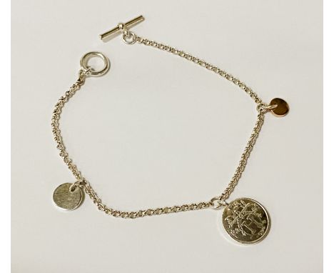 HERMES BRACELET EX LIBRIS CIRCLES MOTIF LOGO BRACELET WITH 14CT ROSE GOLD BUTTON