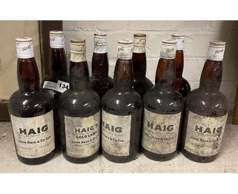 9 VINTAGE BOTTLES OF HAIG GOLD LABEL WHISKY