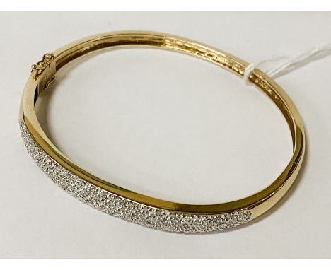 9 CARAT GOLD &amp; DIAMOND BANGLE 12.7 GRAMS