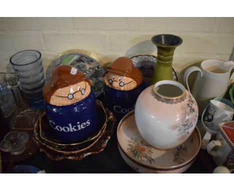A Collection of Four Royal Worcester Villages Plates, Two Wade Tetley Cookie Jars, German Lava Plates Etc 