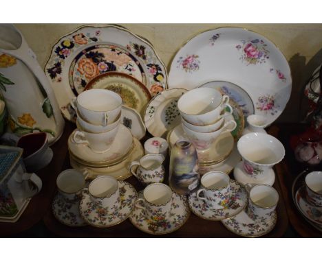 A Tray of Floral Decorated China to Include Aynsley Coffee Cans and Saucers, Coalport Shrewsbury Pattern Vase, Masons Plate, 