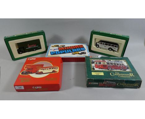 A Collection of Five Boxed Corgi Vans, Lorries and Buses 
