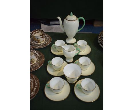 A Wedgwood Coffee Service Comprising Six Can and Saucers, Coffee Pot, Cream and Sugar 