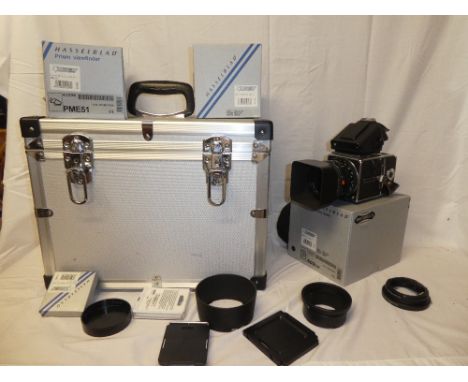 A good quality Hasselblad 503 CW Camera with prism view finder, Carl Zeiss 2,8/80 Lens and accessories together with boxes an