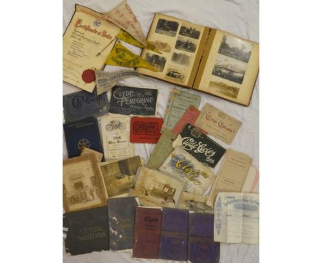 A rare archive of original sales brochures, photographs and paperwork relating to the Clyde Cycle &amp; Motorcar Company of L