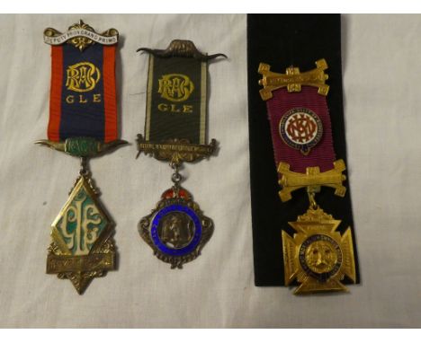 Three silver gilt and enamelled RAOB medals awarded to D Poole for 1938 and 1950