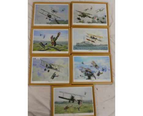 Seven coloured limited edition First War aircraft prints by Barry Weekley, signed by the artist, limited edition of 200 "Figh