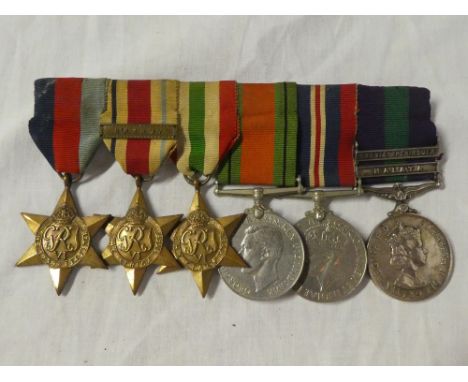 A group of six medals awarded to No. S/22229167 Pte. J. Blakeman R.A.S.C.:- 1939/45 star, Africa star with 8th Army bar, Ital