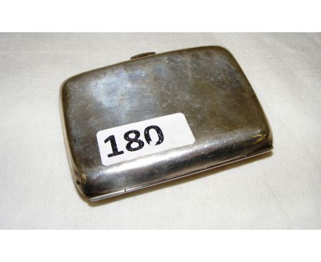 A sterling silver cigarette case hallmarked for Birmingham 1925 measuring 8.5cm wide and weighing 49 grams, inscribed on the 