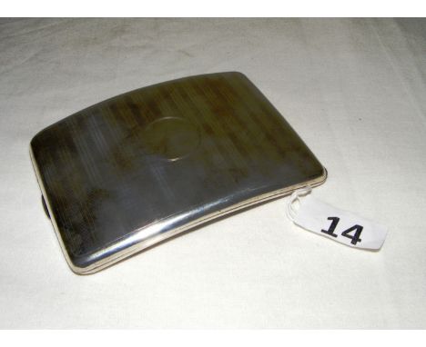 A sterling silver cigarette case, hallmarked for Birmingham 1917 by H V Pithey & Co, measuring 11cm wide and weighing 144.2 g