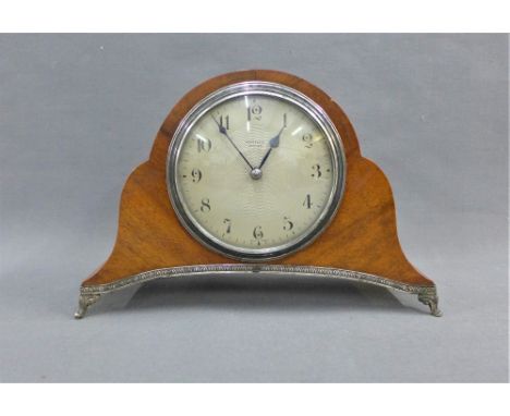 Early 20th century mahogany cased mantle clock ,the silvered dial engraved Whytock, Dundee, with Arabic numerals, 20 x 13cm 