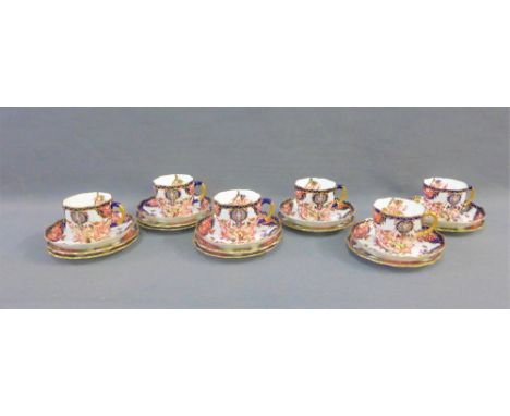 Royal Crown Derby 'Imari' pattern 3839 tea set, comprising six cups, six saucers, and nine side plates, (a lot) 
