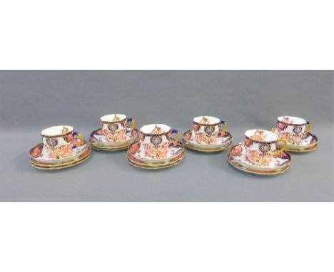 Royal Crown Derby 'Imari' pattern 3839 tea set, comprising six cups, six saucers, and nine side plates, (a lot) 