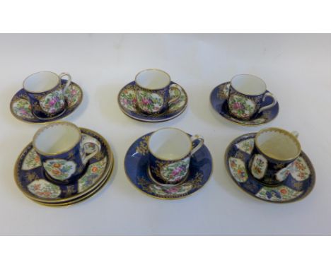Collection of Crown Staffordshire and Booths floral patterned coffee cans and saucers 