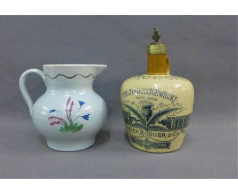 Port Dundas Pottery of Glasgow, Jeroboam Finest Scotch Whisky Thistle Blend jug, the stopper with an Epns Thistle, 23cm high,