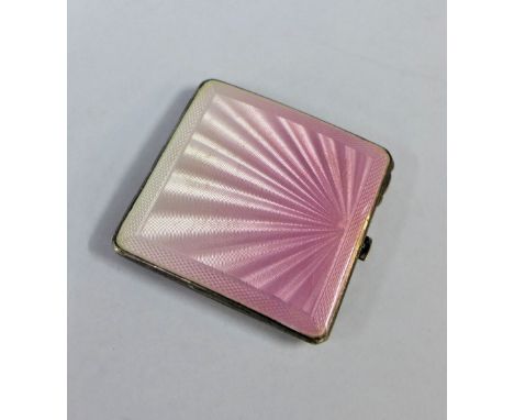 Silver and pink enamel compact, Birmingham 1950, 6.5cm 