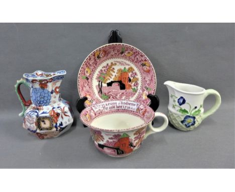 Mixed lot to include a Staffordshire 'Tak a cup o' kindness yet  for auld lang syne' transfer printed cup and saucers, a Maso