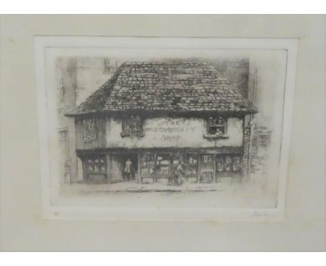 The Old Curiosity Shop Etching in a glazed frame, 19 x 14cm 