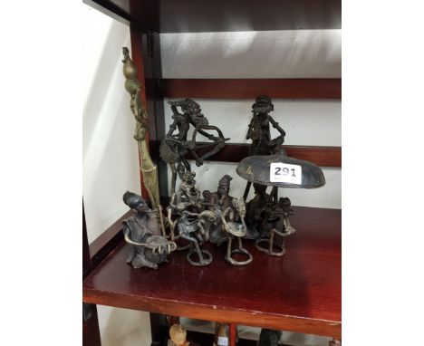 Shelf lot of metal figures 