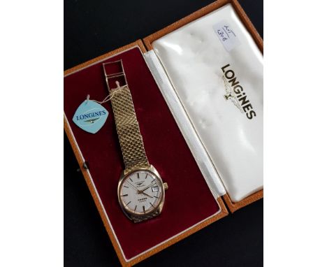 VINTAGE 9 CARAT GOLD LONGINES ADMIRAL WATCH.&nbsp; ALL 9 CARAT GOLD AND TOTAL GROSS WEIGHT IS CIRCA 70 GRAMS.&nbsp; IN ORIGIN