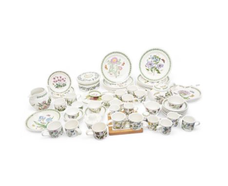 Portmeirion 'The Botanic Garden' pattern ceramics, to include serving plates of various sizes, jug, mugs and teacups, lemon s