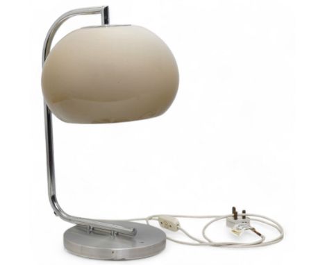 Mid-century Guzzini style table lamp, with light brown shade, H49cm 