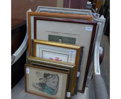 A collection of prints including figures and landscapes