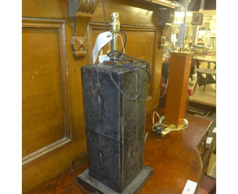 A C20th shagreen cuboid table lamp