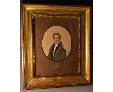 English School (19th century)Portrait of a Young Gentlemanwatercolour, oval, 16cm x 13.5cm