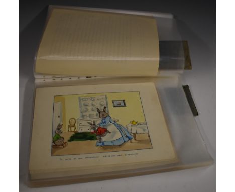 Lewis Clarke, Children's Author and Illustrator - a folio collection of four typed MS children's short stories, illustrated w