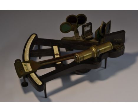 A 19th century coromandel octant, by Jeffrey, Bow-ness (sic), brass fittings, inlaid ivory scale, 27.5cm long, c. 1820