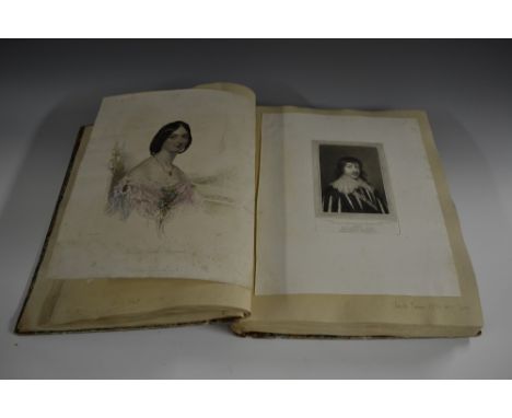 An early 19th century gentleman's folio collection of engravings, British Portraits Continued, including Christopher Elias He