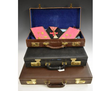 Friendly Society - Freemasonry - E. Whitehead, Saxon Crosses Lodge, No. 6227, Sandbach, ceremonial apron, sashes and orders (