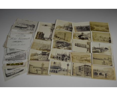 Travel - 19th century Continental Grand Tour pictorial engraved hotel trade cards, including Hôtel de la Poste, Bruxelles; Ho