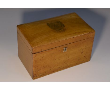 A Victorian Mauchline Ware Named-View rectangular tea caddy, the slightly domed hinged cover transfer-printed with Twisel Bri