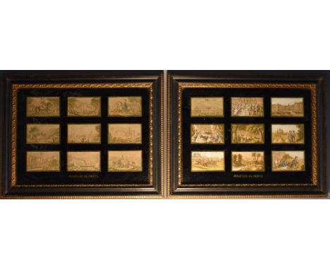 English School (mid-19th century), a pair of cabinet samples, Miniature Oil Prints, eighteen Baxter prints showing Victorian 