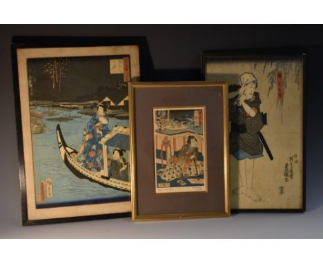 After Toyokuni (1785-1864), A Famous Kabuki Play, woodblock print, 34cm x 22cm, inscribed Worcestershire County Council exhib
