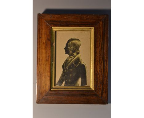 English School (19th century), a portrait silhouette, of a slender young dandy, half-length, facing to dexter, watercolour, h