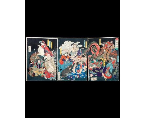 Tsukioka Kinzaburo YOSHITOSHI (1839-1892) Series : Goketsu Kijutsu Kurabe (A competition Among Powerful Magicians. Date : (c.