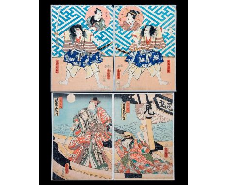 Artist : Kunisada UTAGAWA, Toyokuni III (1786-1865) Series : Warriors. Date : (c.1862) Medium: Woodblock (two diptych) Dimens