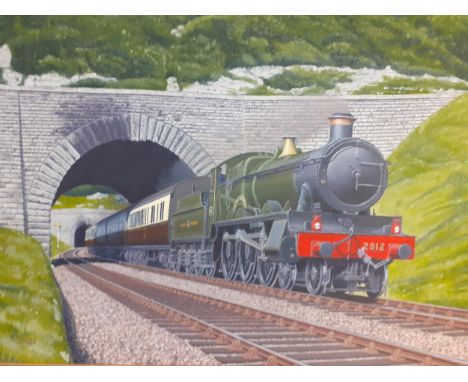 R Tunstall - The Great Western 2912 train, oil on board, signed and dated 1996 to the lower left hand corner, framed, 44cm x 