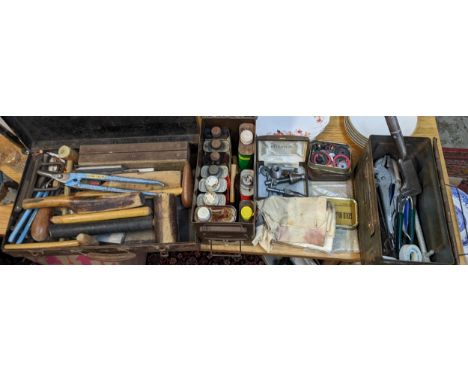 Hand tools to include metal beating tools, spanner, stains and other itemsLocation: 