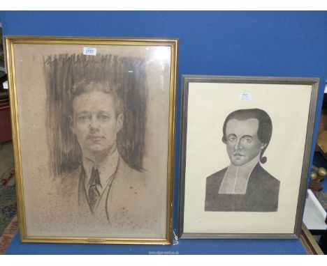 A framed portrait of The Rev.Scarborough, along with a print of John Singer Sargent.