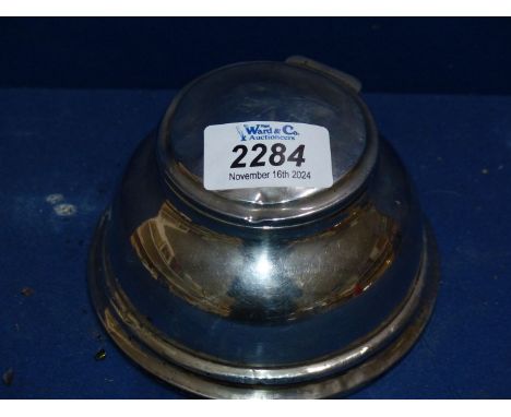 A large weighted Silver Inkwell with initials to the lid E.A.R., hallmark indistinct.