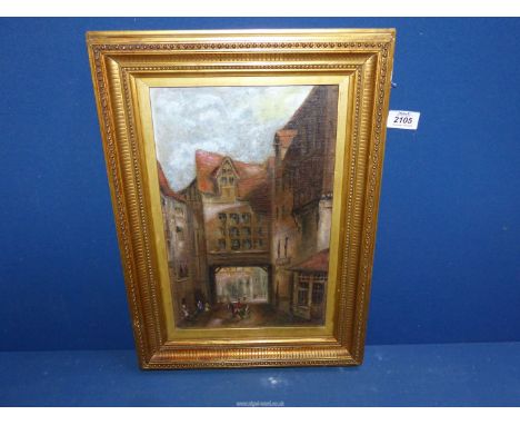 A Dutch Oil on canvas of Amsterdam street, signed lower right R. Van Witt(?).