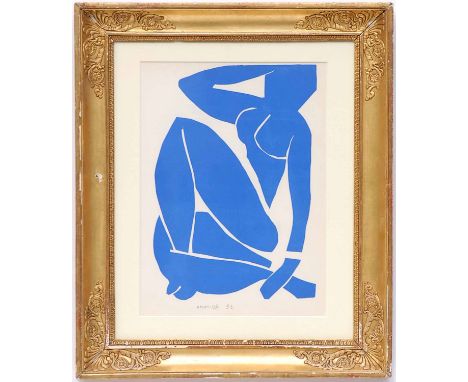 HENRI MATISSE 'Nu Bleu IX', original lithograph after the cut outs, 1954 edition printed by Mourlot, framed and glazed.