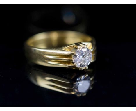 DIAMOND SINGLE STONE RING, 18 carat yellow gold, approx 0.50 carat weight of diamond.